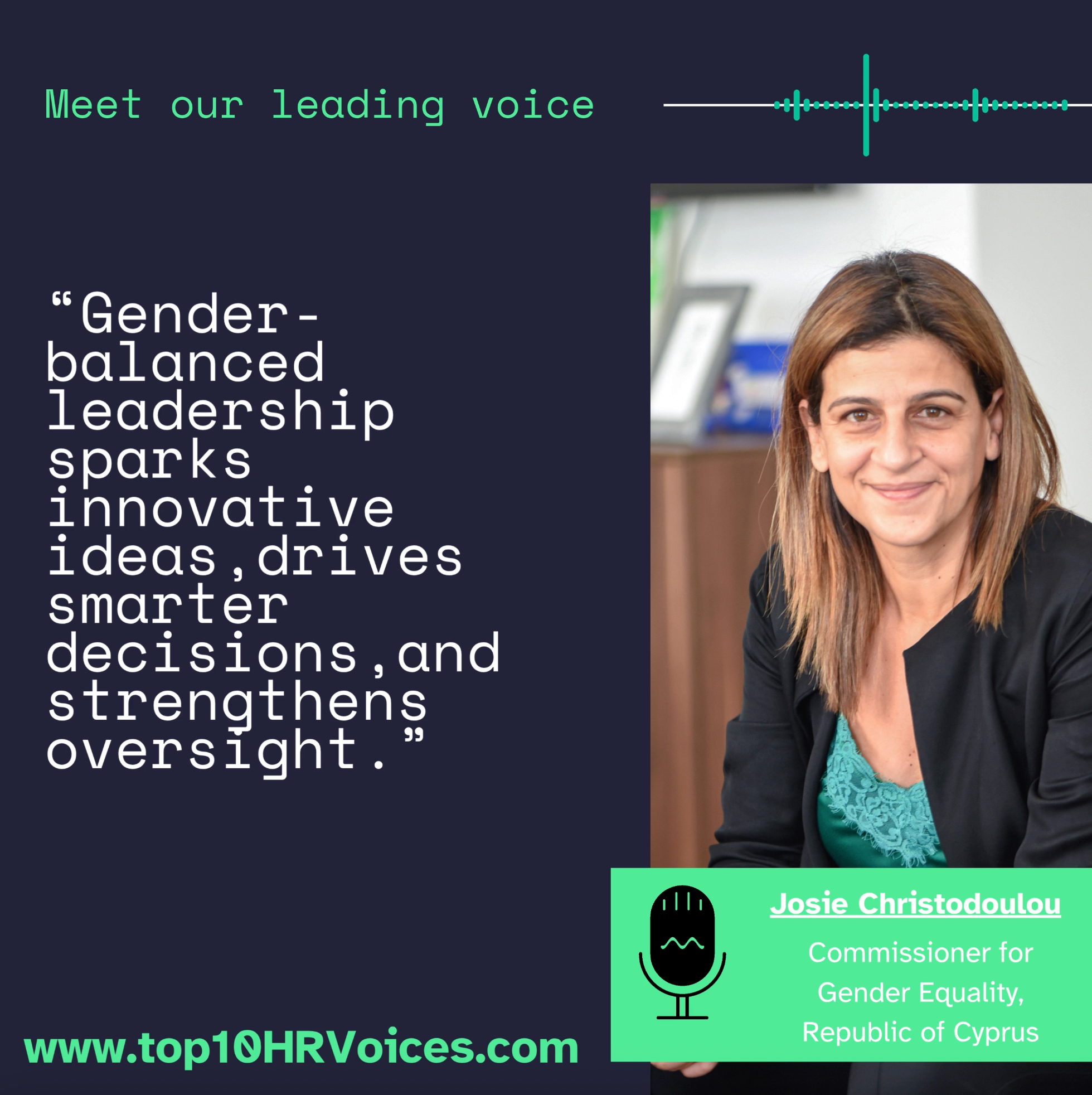 Josie Christodoulou - Commissioner for Gender Equality & www.Top10HRVoices.com